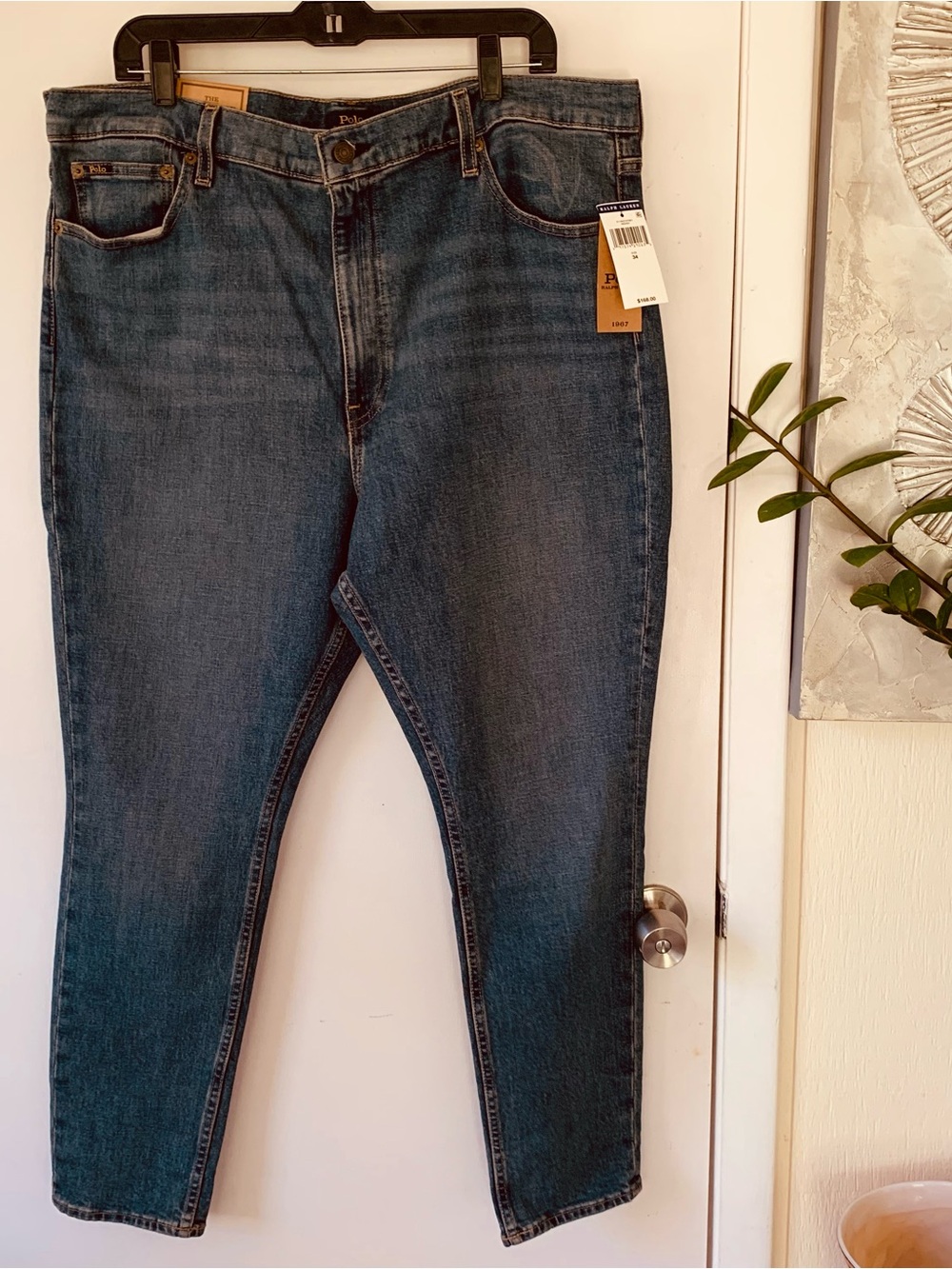 NWT Polo Ralph Lauren Slim Straight Jeans in Medium Blue Denim size 34